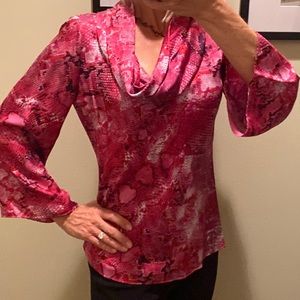 Fabulous Fuchsia Snake! Natori 100% Silk Cowl Top